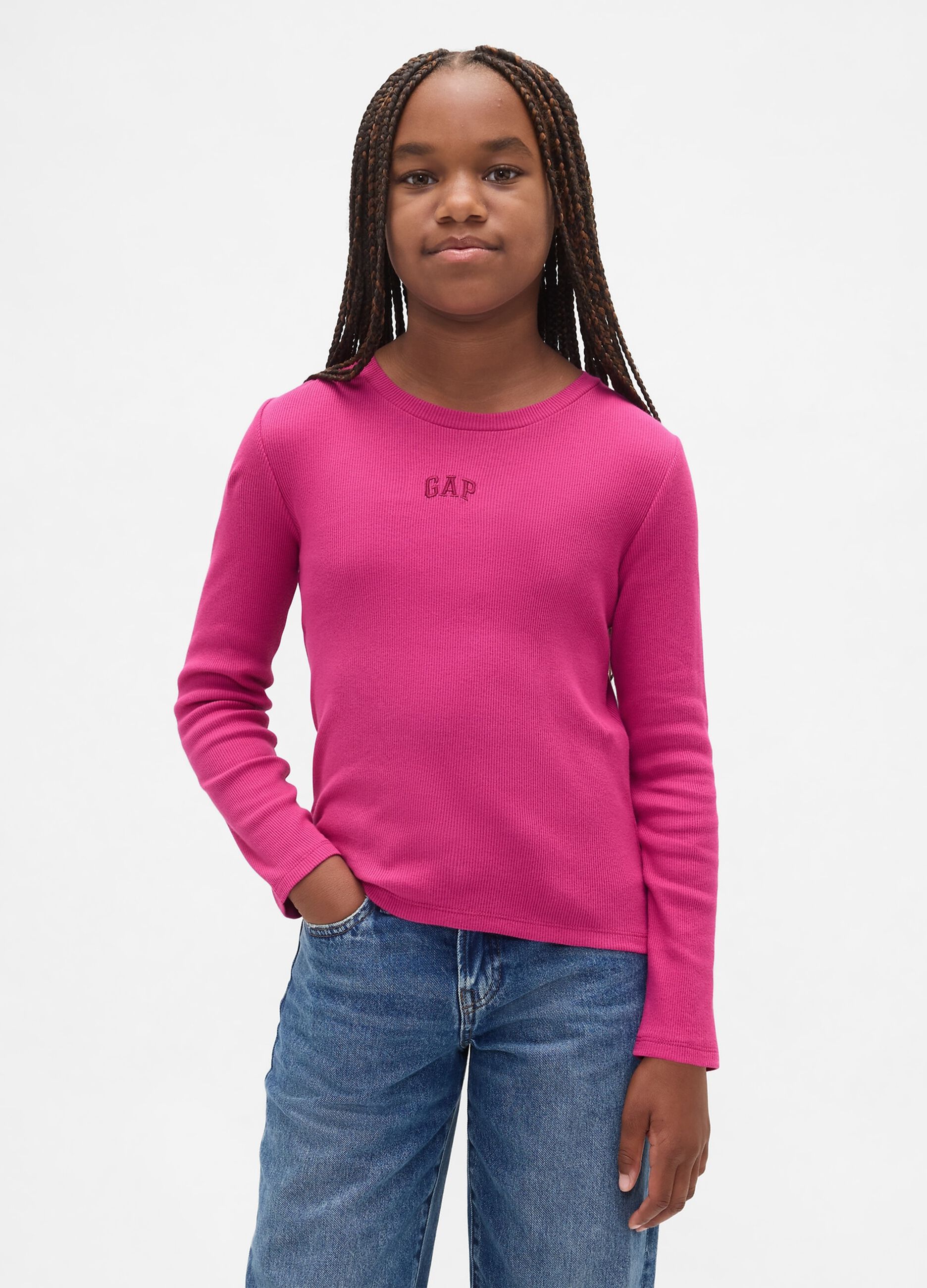 Cotton Long Sleeve Pink T-shirt