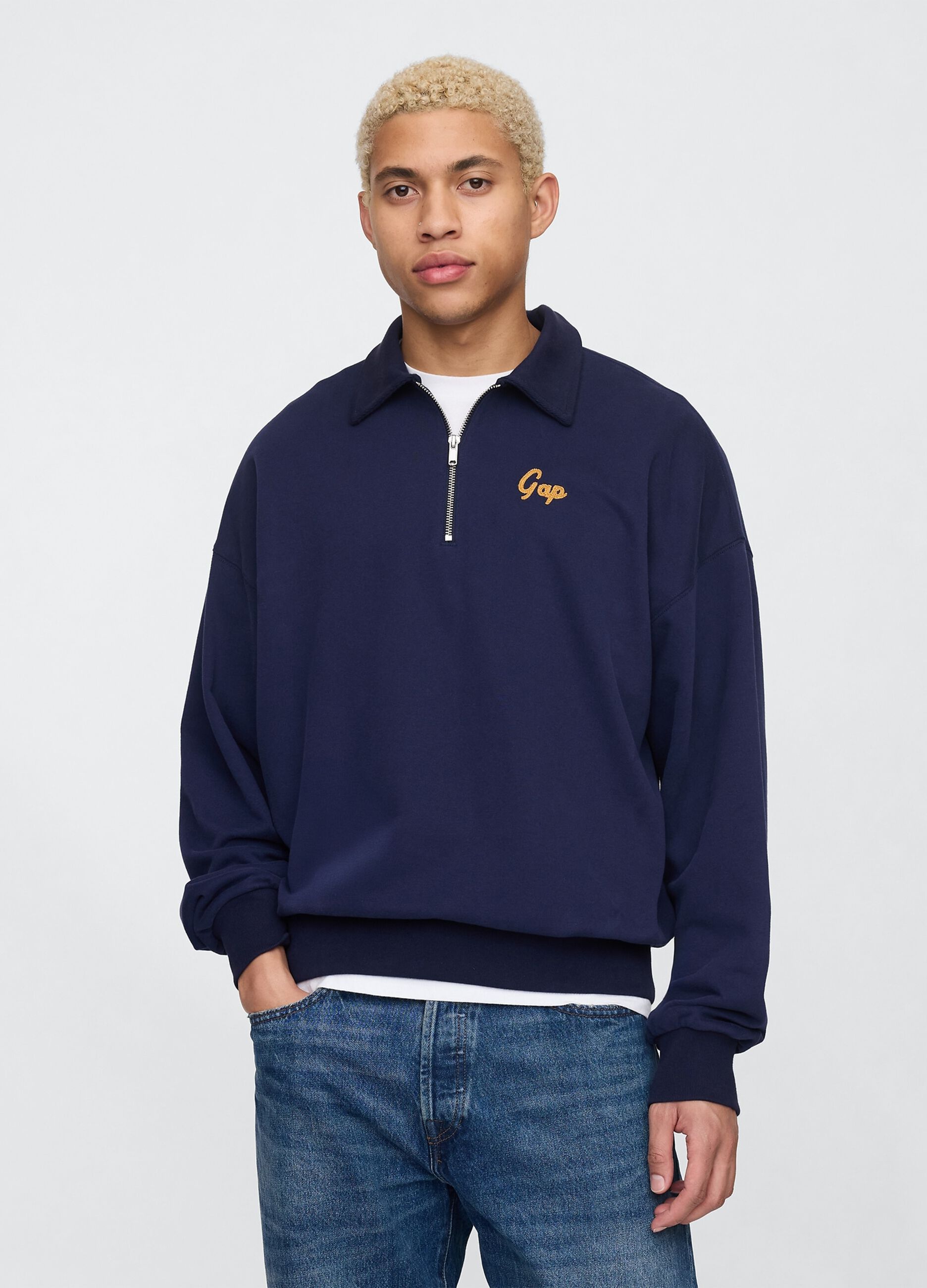 Felpa blu con zip a mezza lunghezza Gap