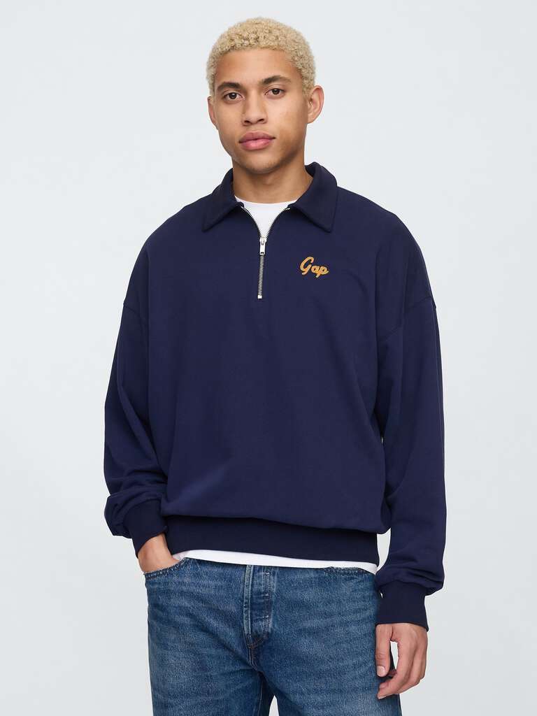 Felpa blu con zip a mezza lunghezza Gap