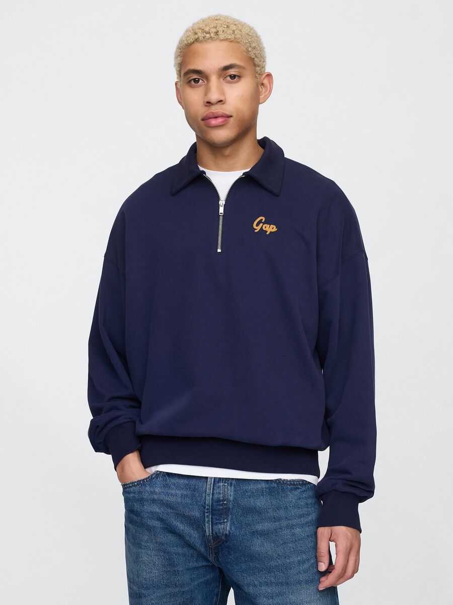 Felpa blu con zip a mezza lunghezza Gap Uomo_0