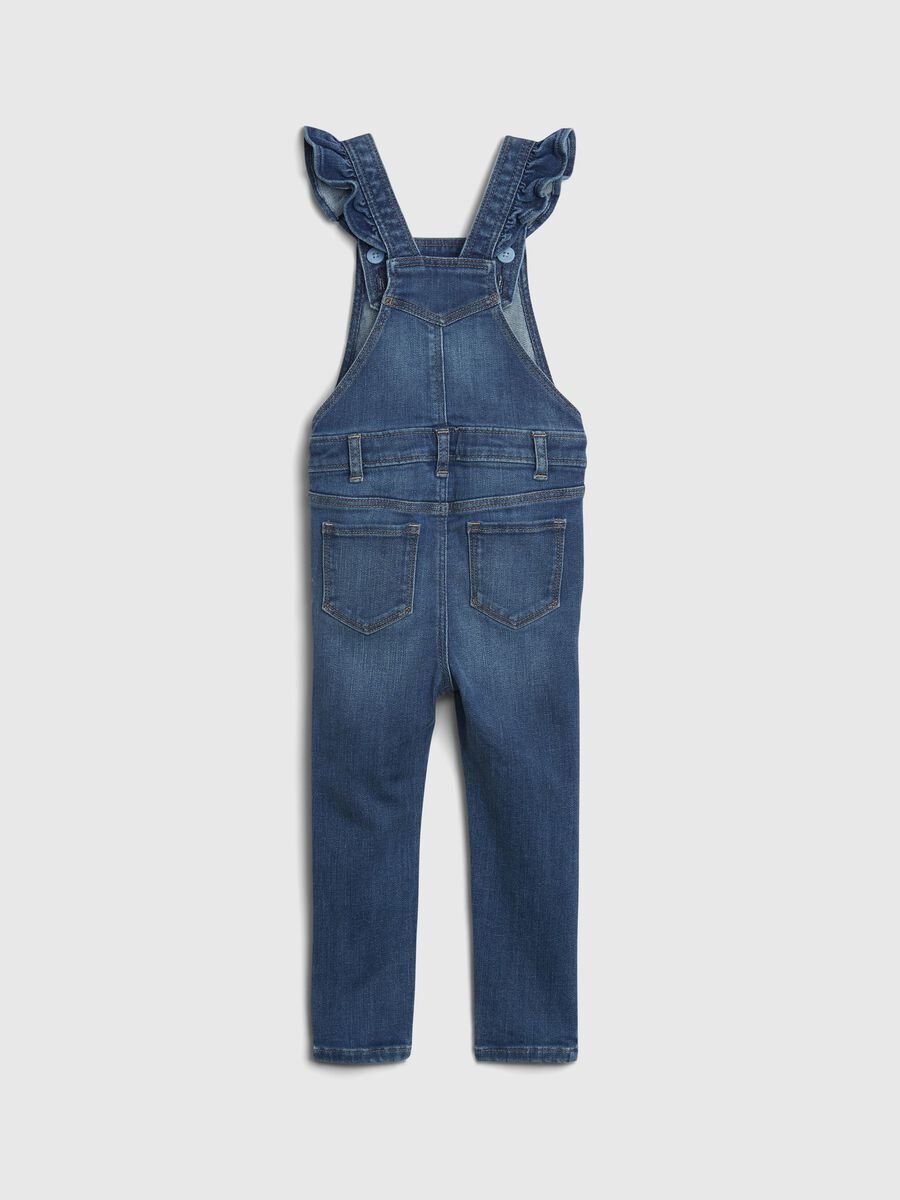Skinny-fit dungarees in denim with ruffles Baby Girl_1