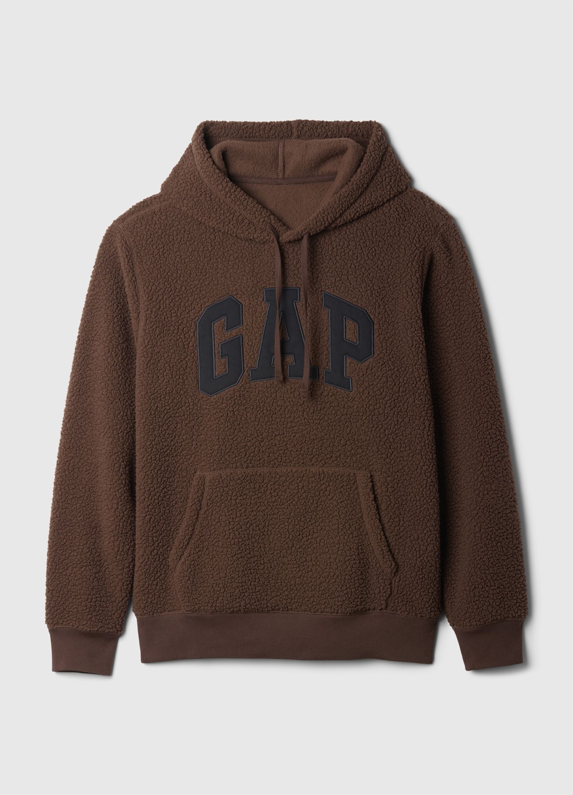 Felpa in pile borg con cappuccio e ricamo logo_4