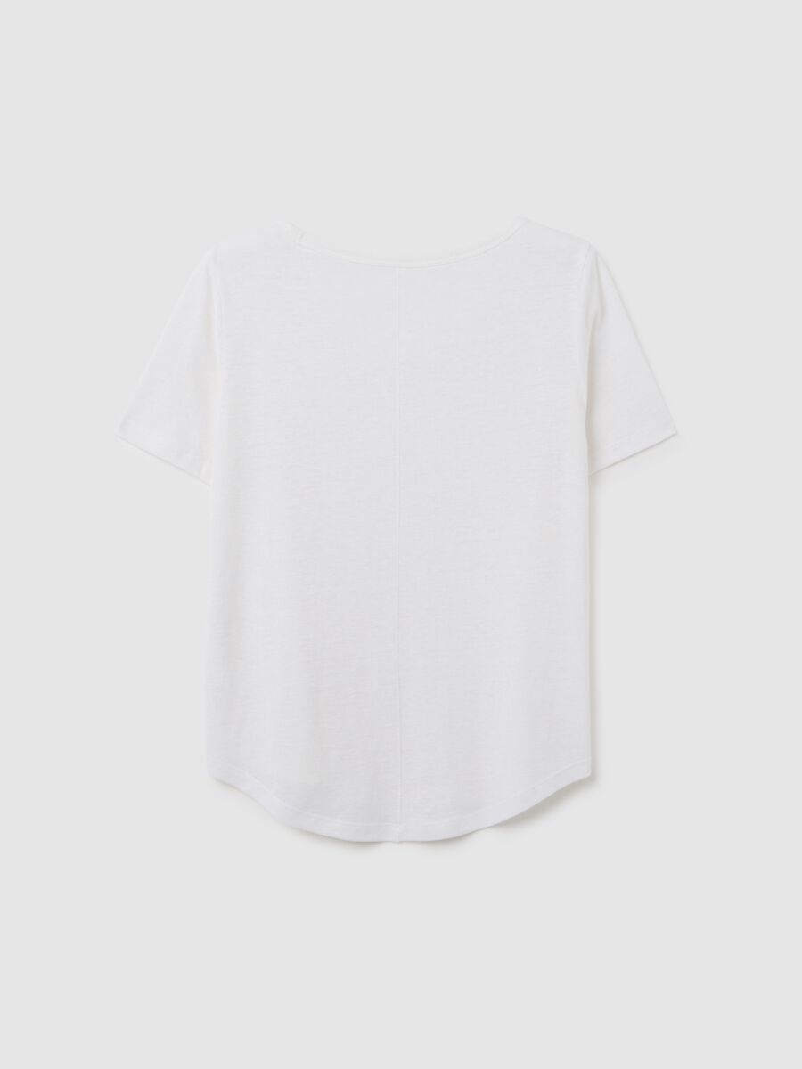 White linen blend T-shirt Woman_1