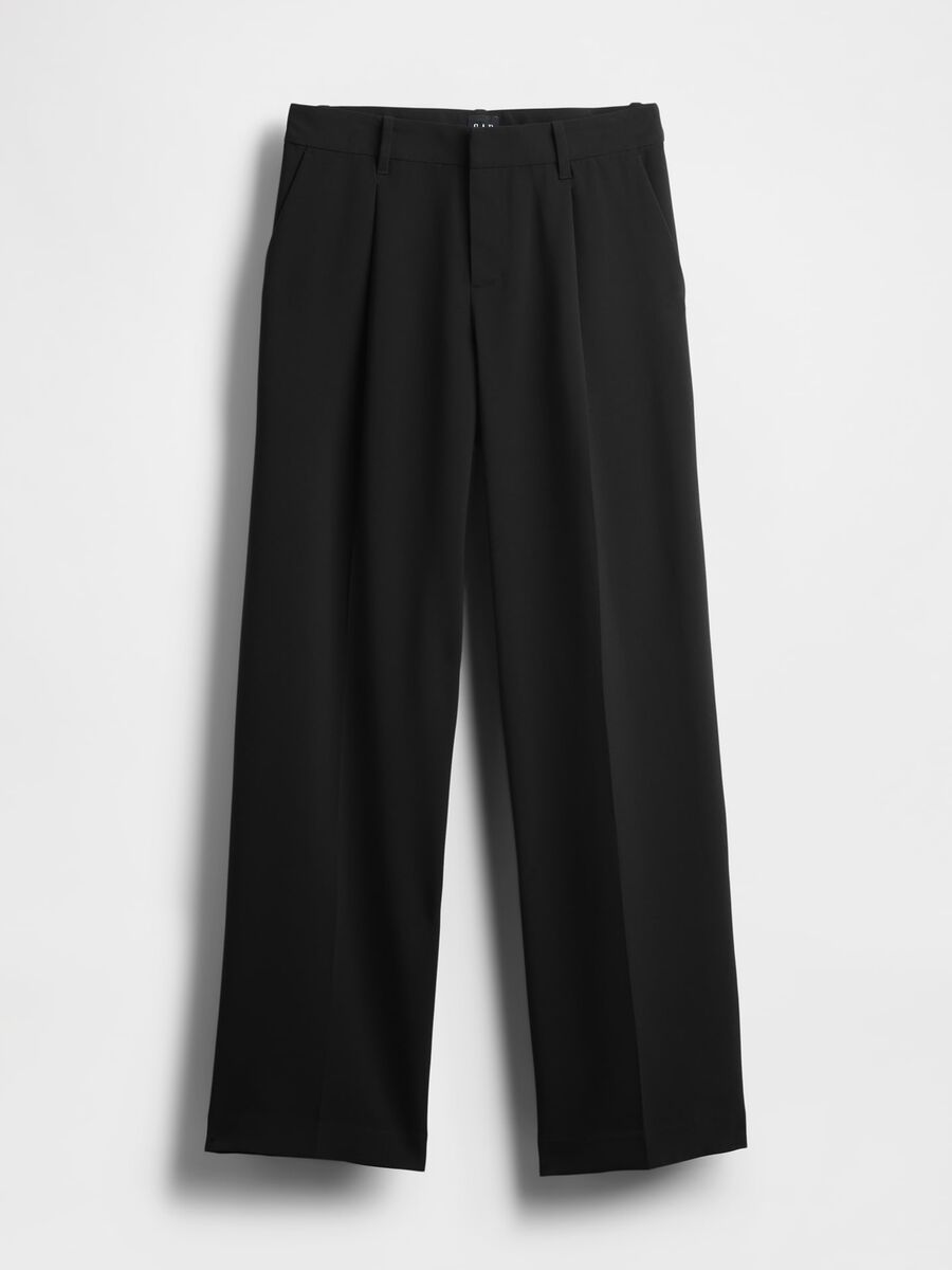 Pantaloni neri elasticizzati a gamba larga Donna_7