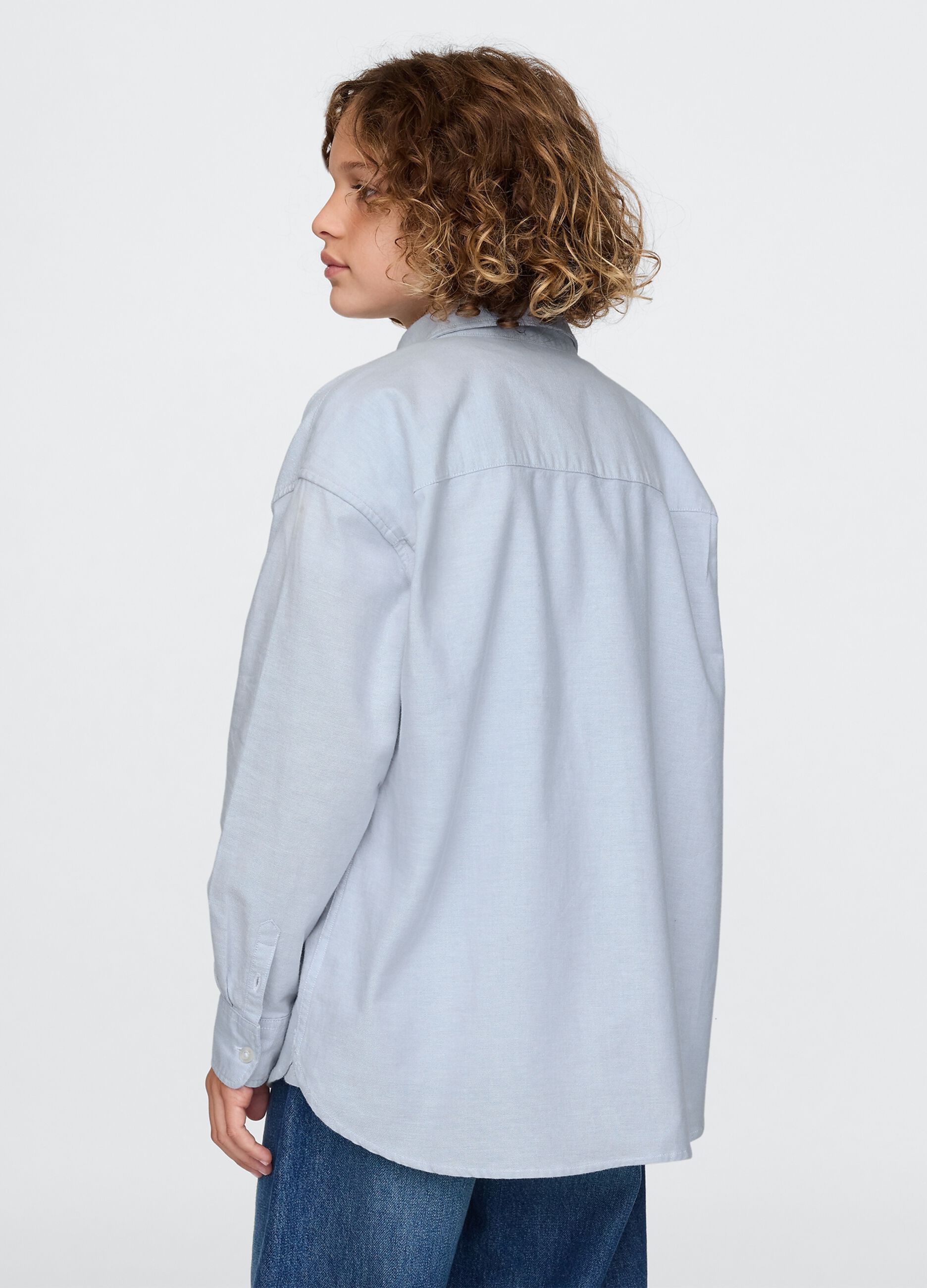 Camicia azzurra elasticizzata in cotone_2