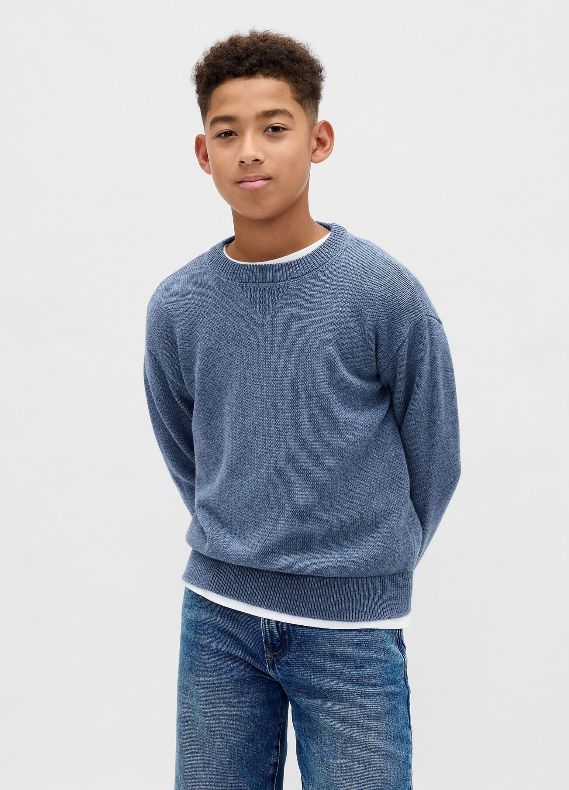 Maglione blu in cotone per bambino