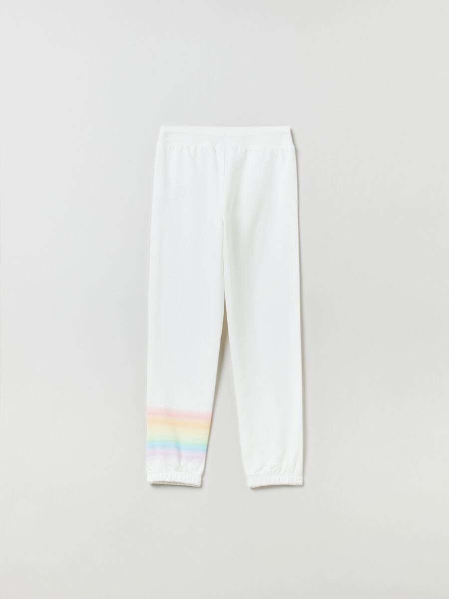 Joggers con stampa logo e arcobaleno Bambina_1