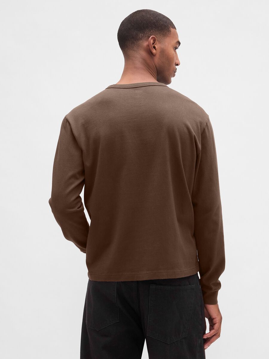 Brown Cotton Long Sleeve Shirt Man_1