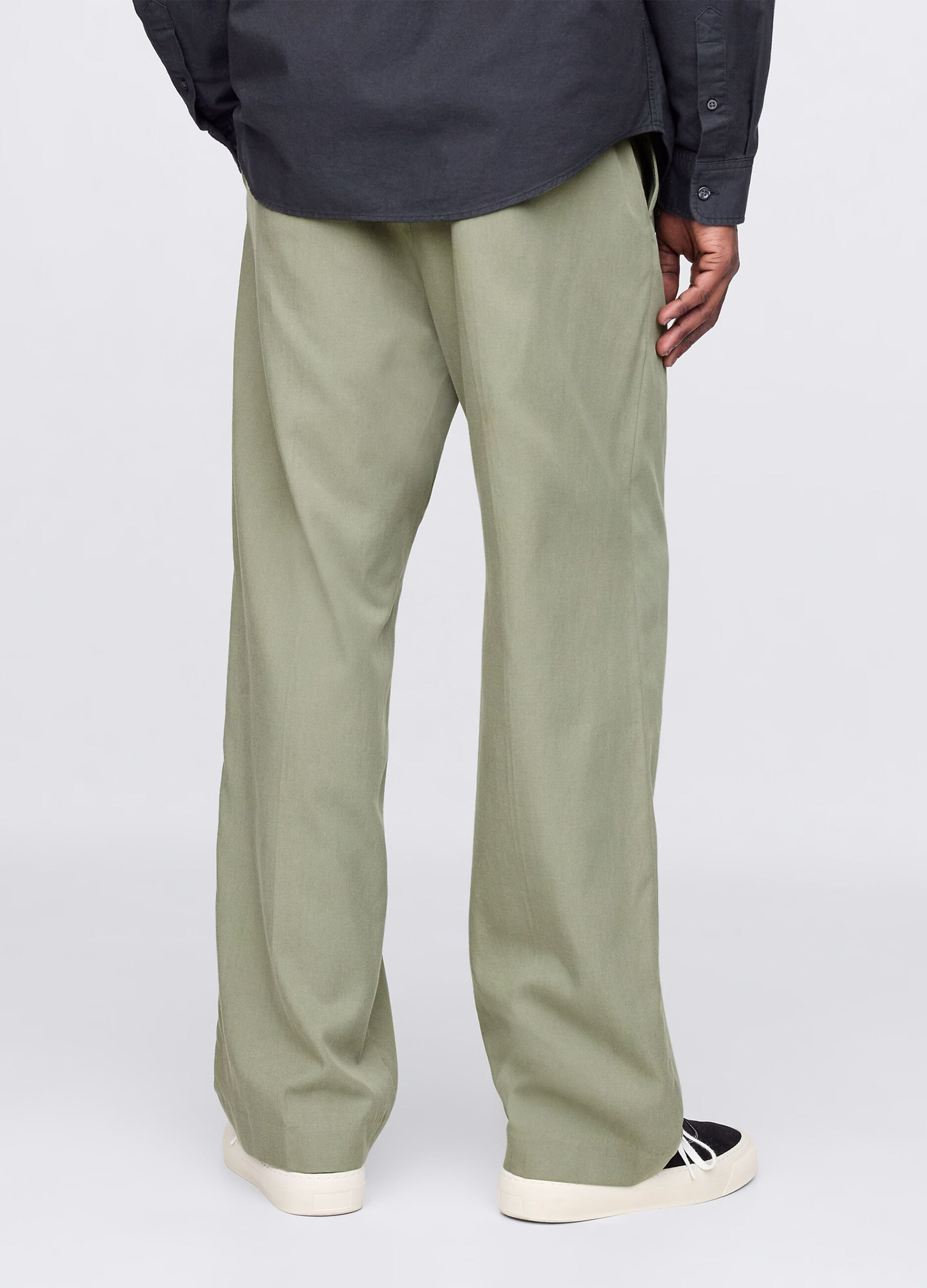 Green wide-leg trousers in Lyocell and cotton_2
