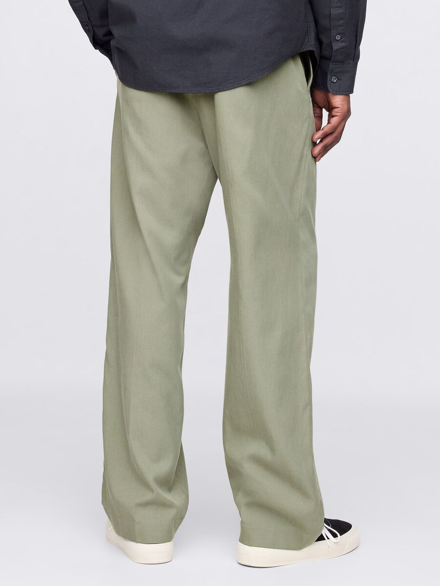Light green Lyocell and cotton trousers Man_2