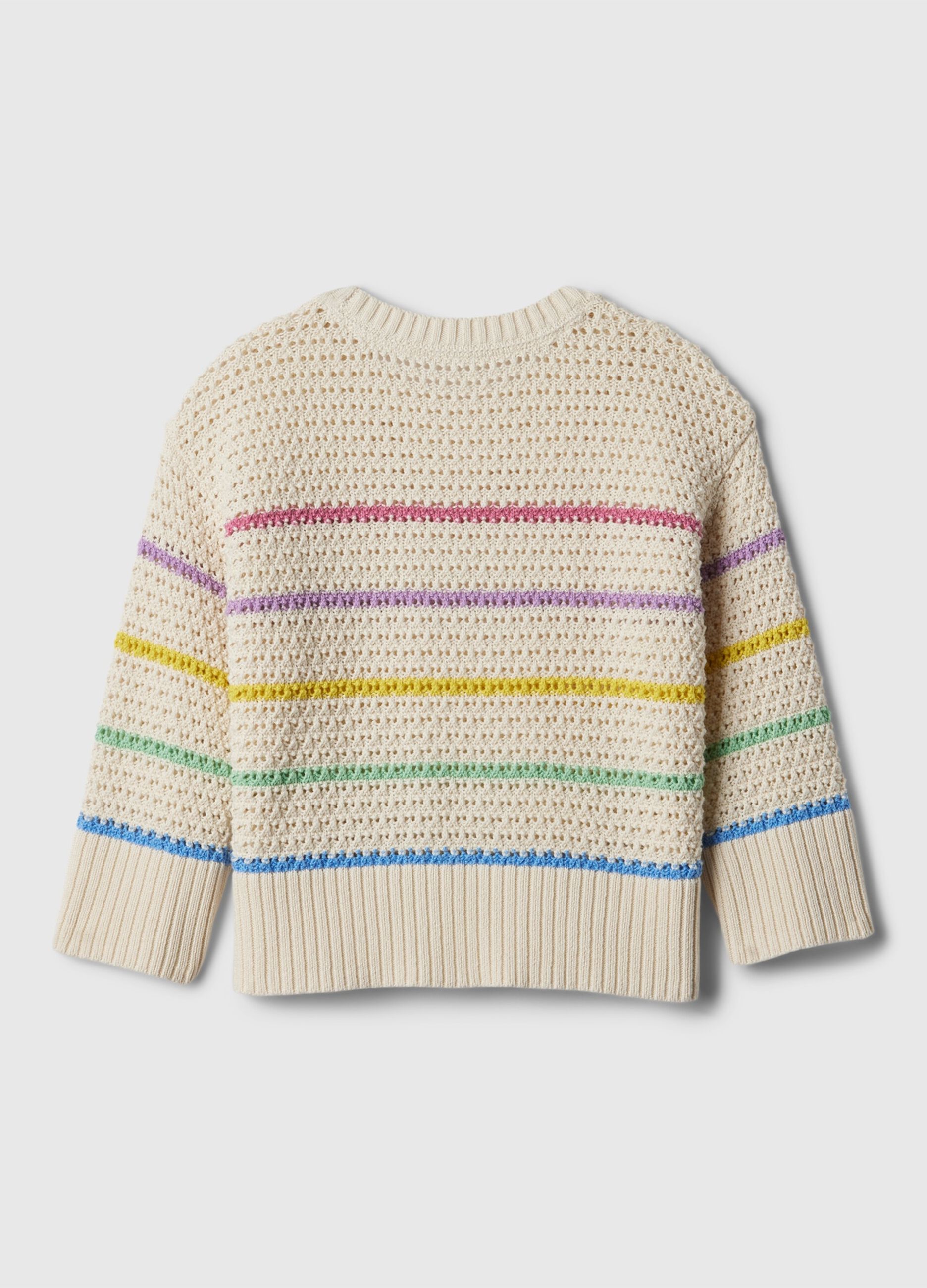 Striped pullover with openwork design_1