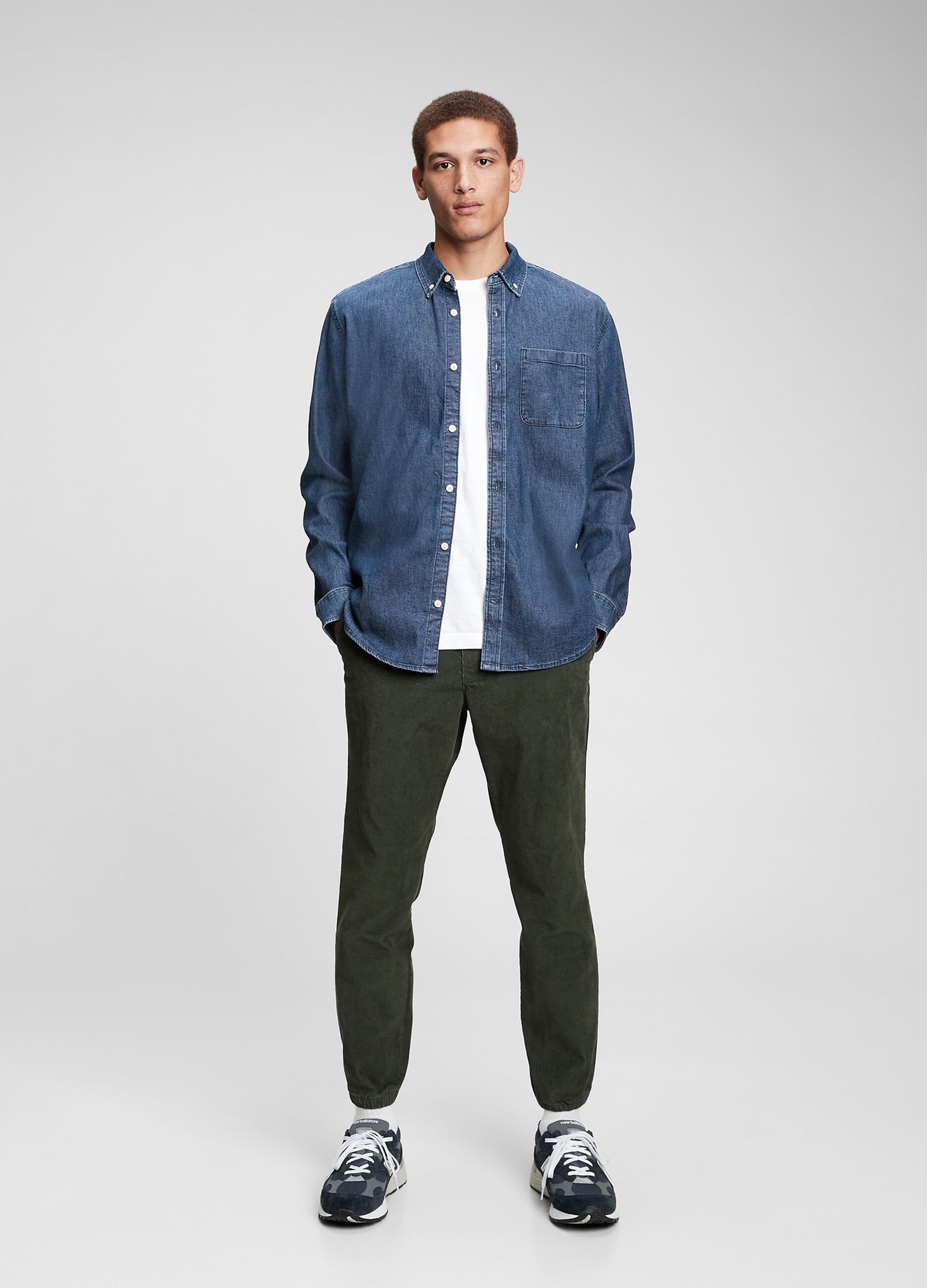 Camicia in denim con tasca_1