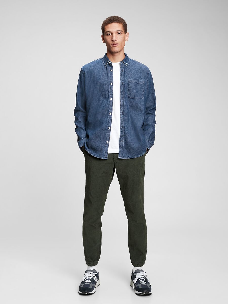 Camicia in denim con tasca Uomo_1