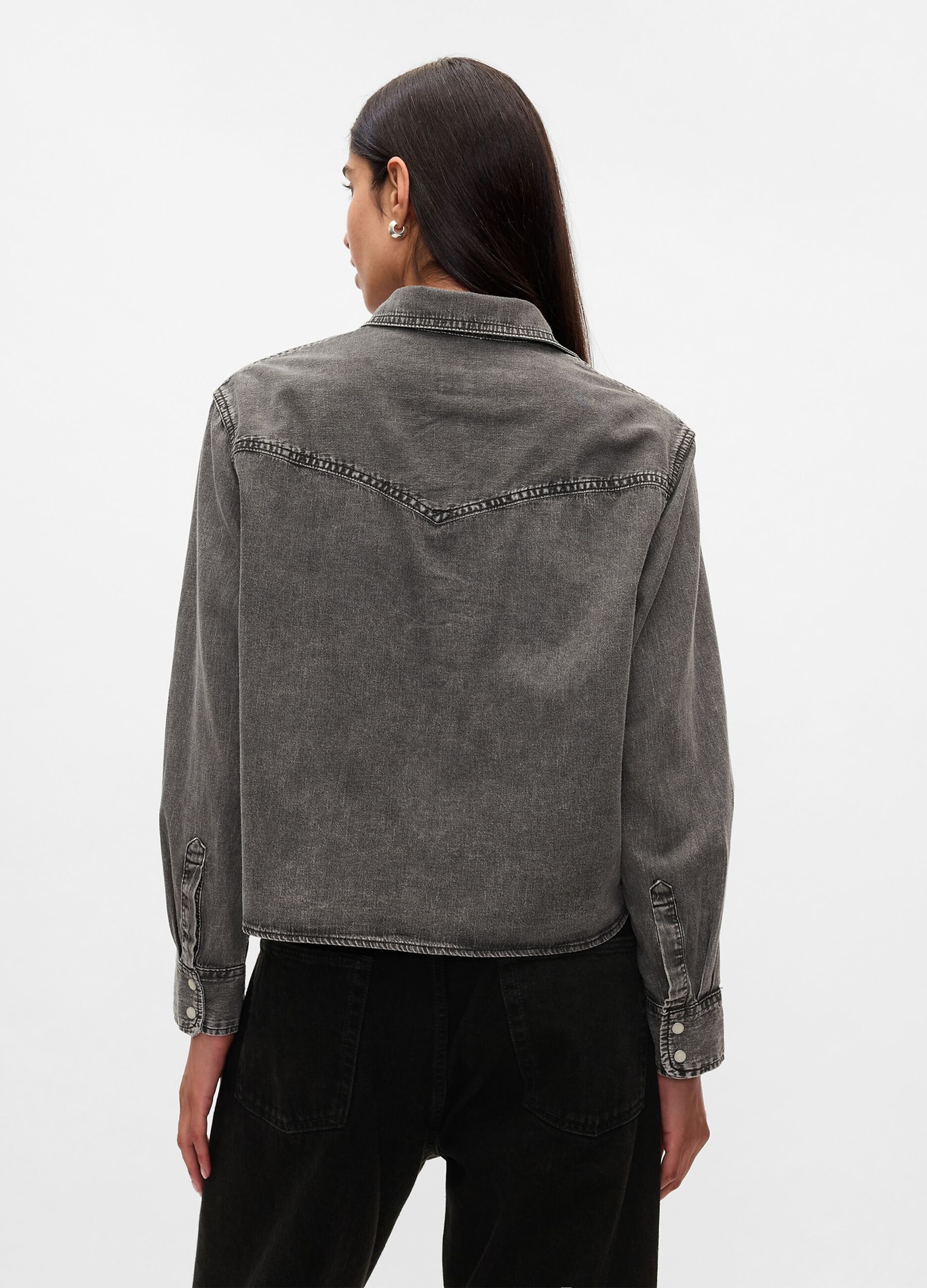 Camicia cropped western in denim_2