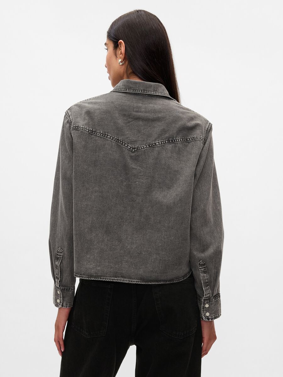 Camicia cropped western in denim Donna_2