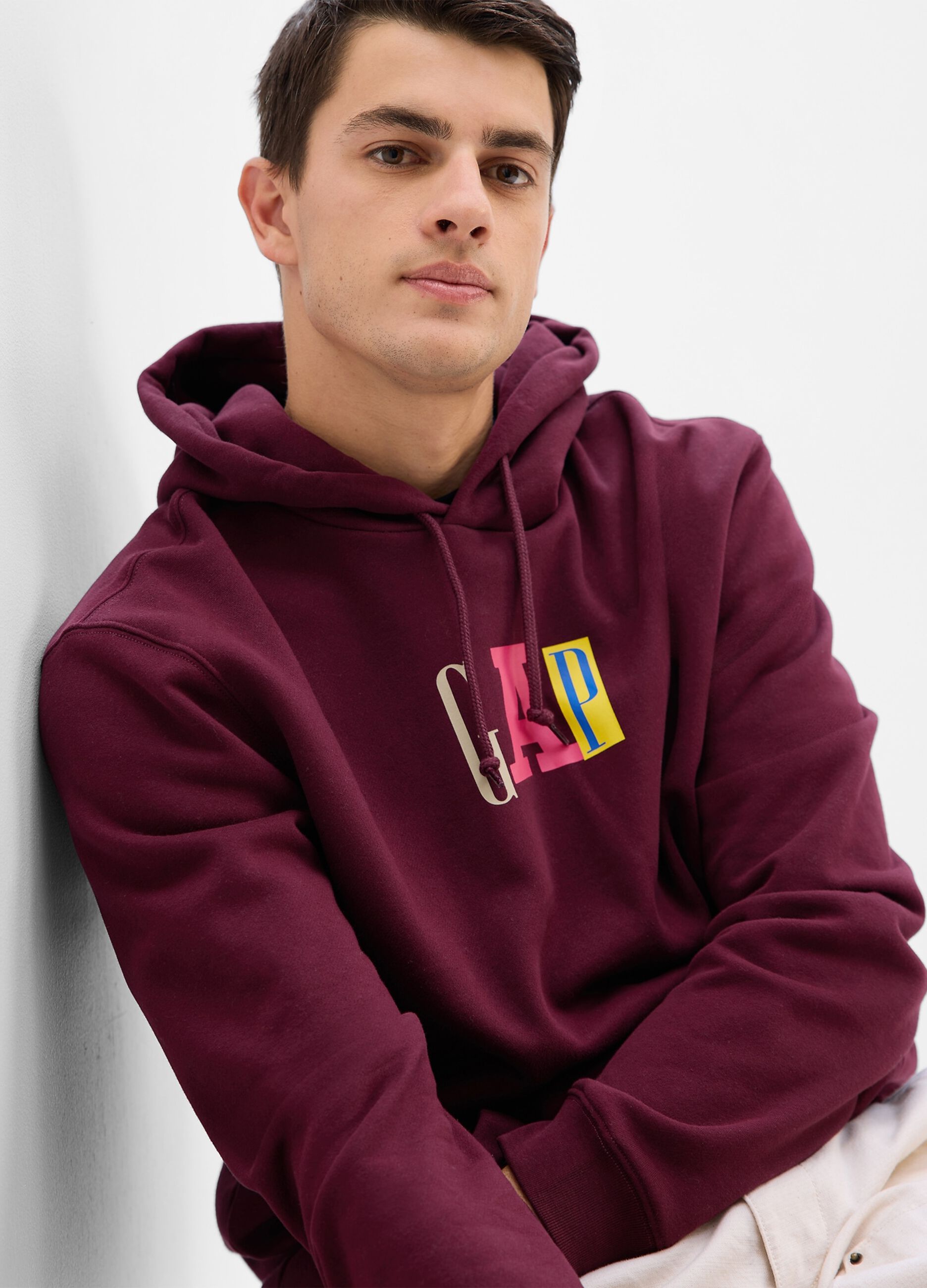 Felpa con cappuccio stampa logo multicolor
