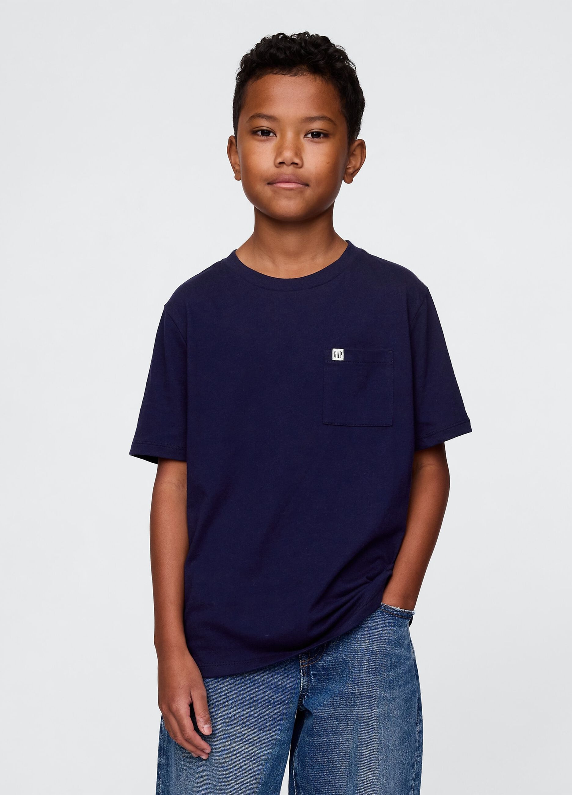 T-shirt blu a maniche corte in puro cotone GAP Kids