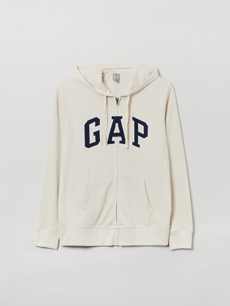 Full-zip sweatshirt with hood and logo embroidery Man_0