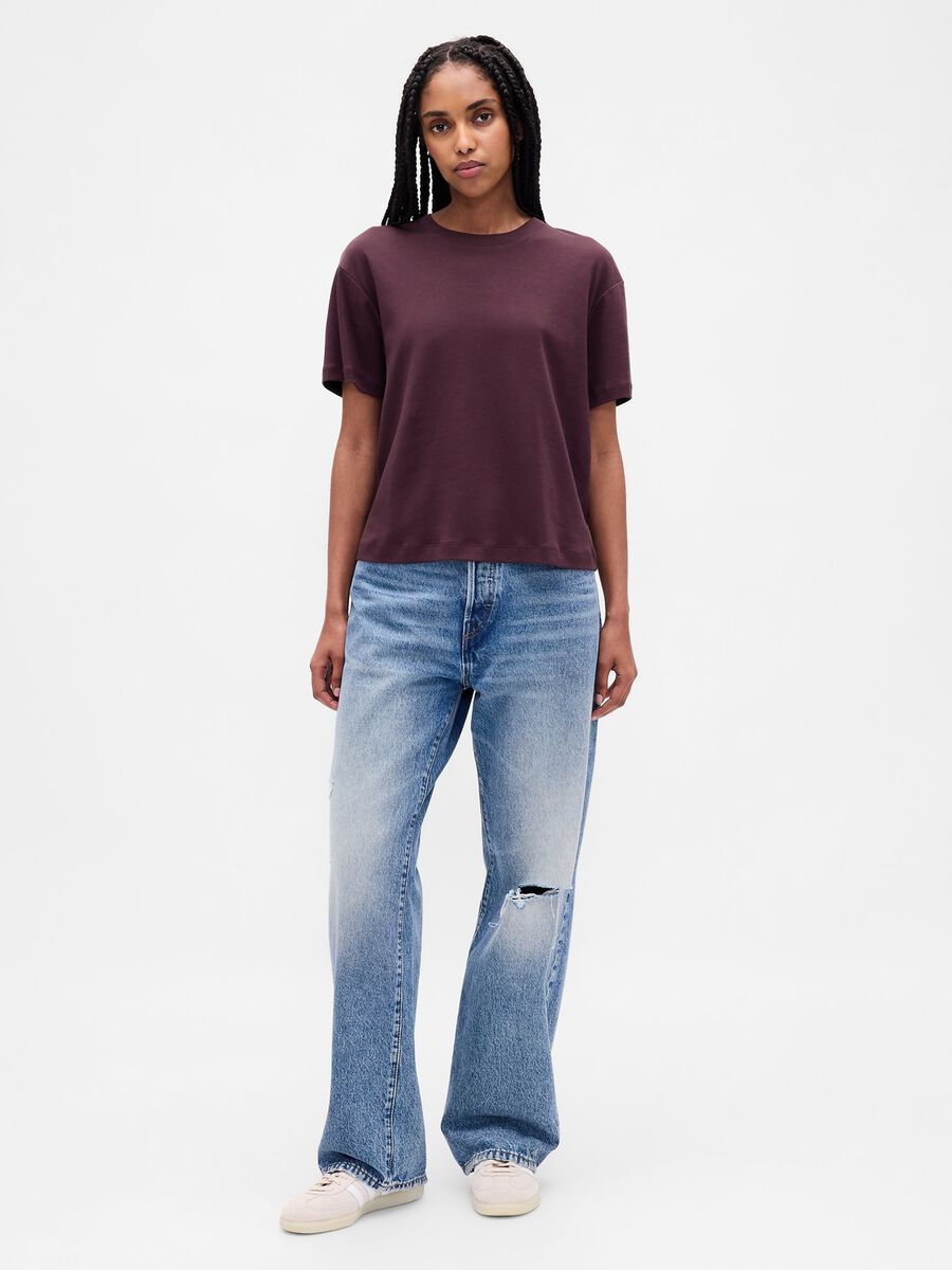 T-shirt viola in cotone Donna_2