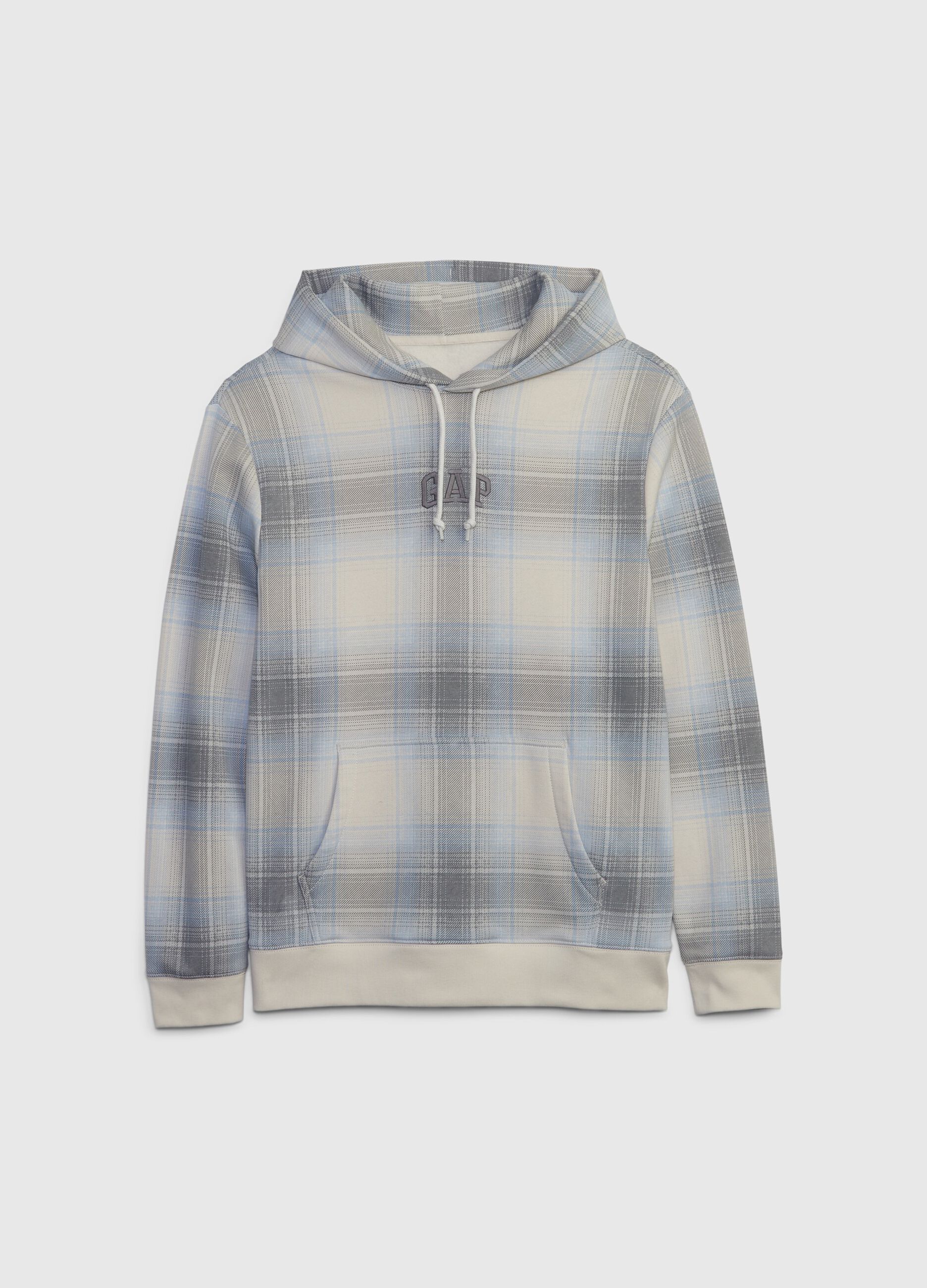 Felpa check con cappuccio e ricamo logo_3