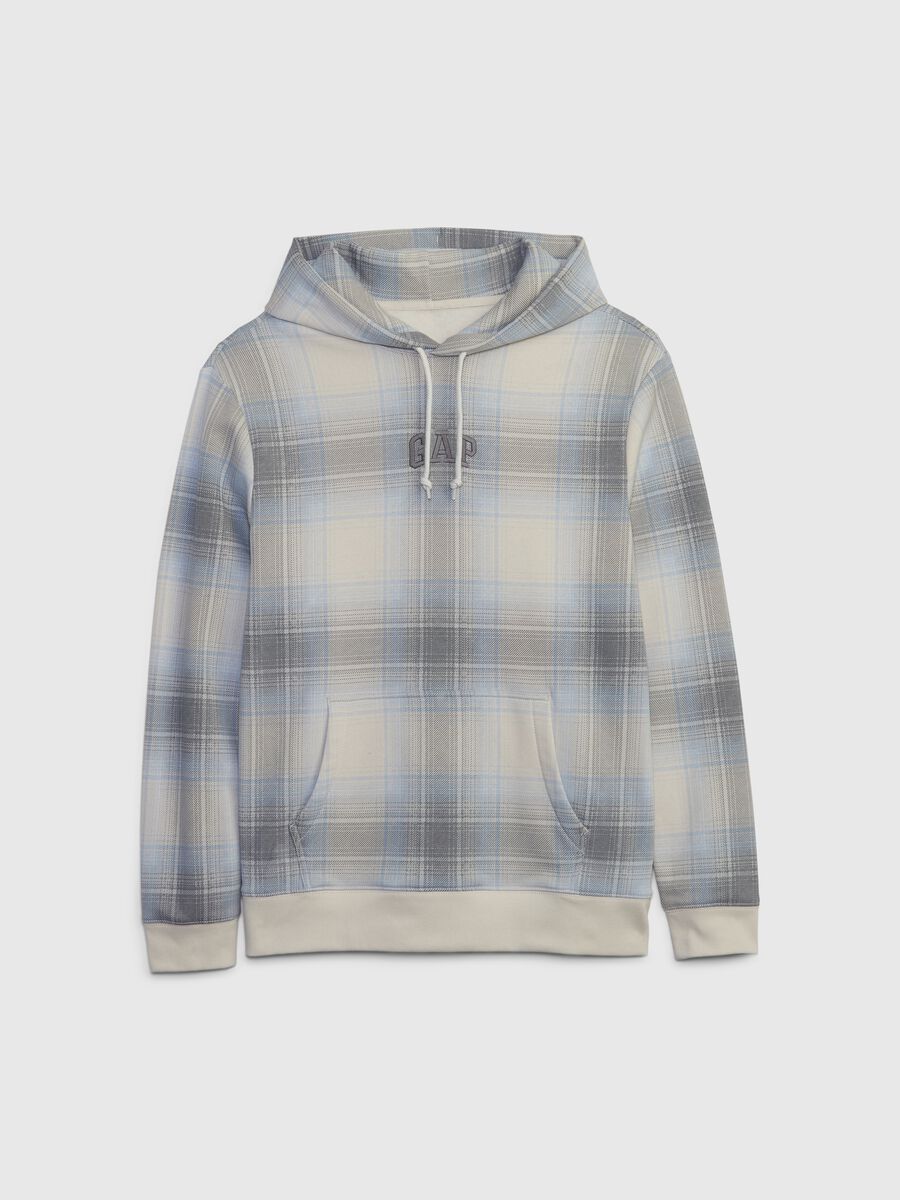 Felpa check con cappuccio e ricamo logo Uomo_3