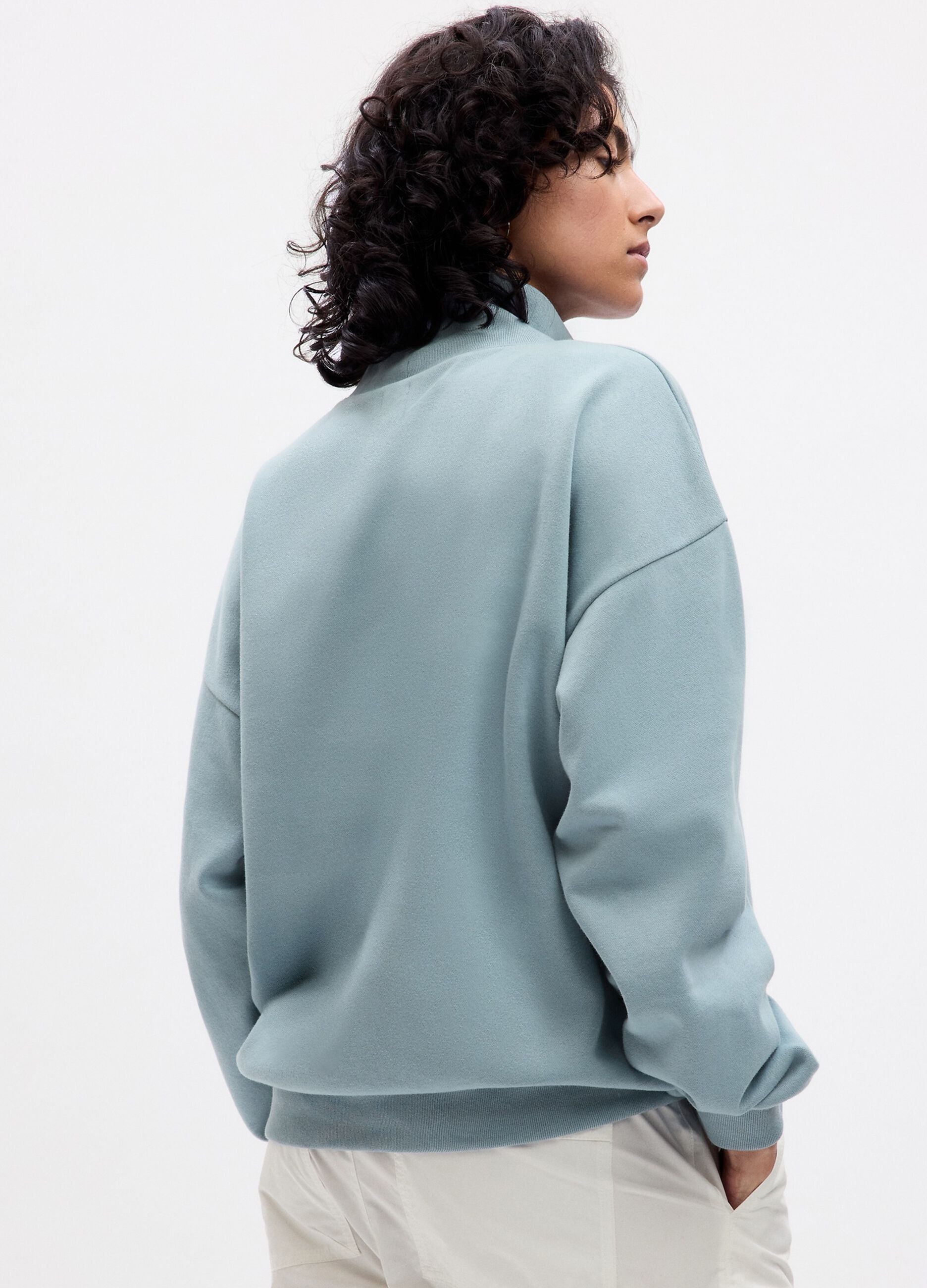 Felpa oversize a collo alto con stampa logo_1