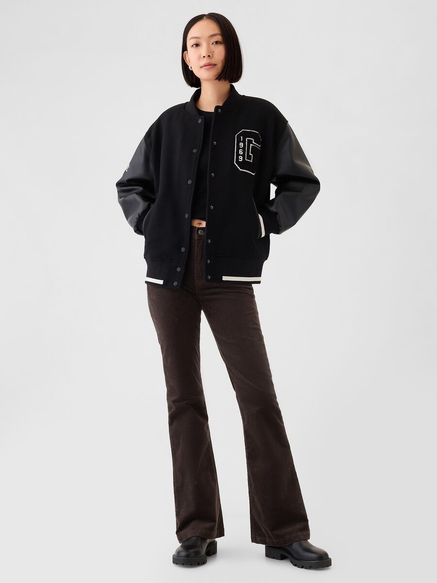 Pantalone flare fit a vita alta in corduroy Donna_0