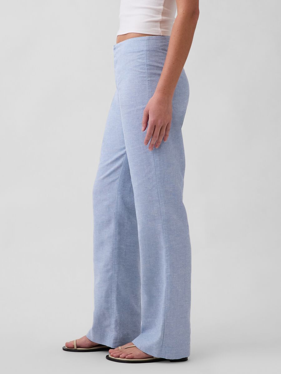 Pantaloni palazzo in misto lino Donna_3