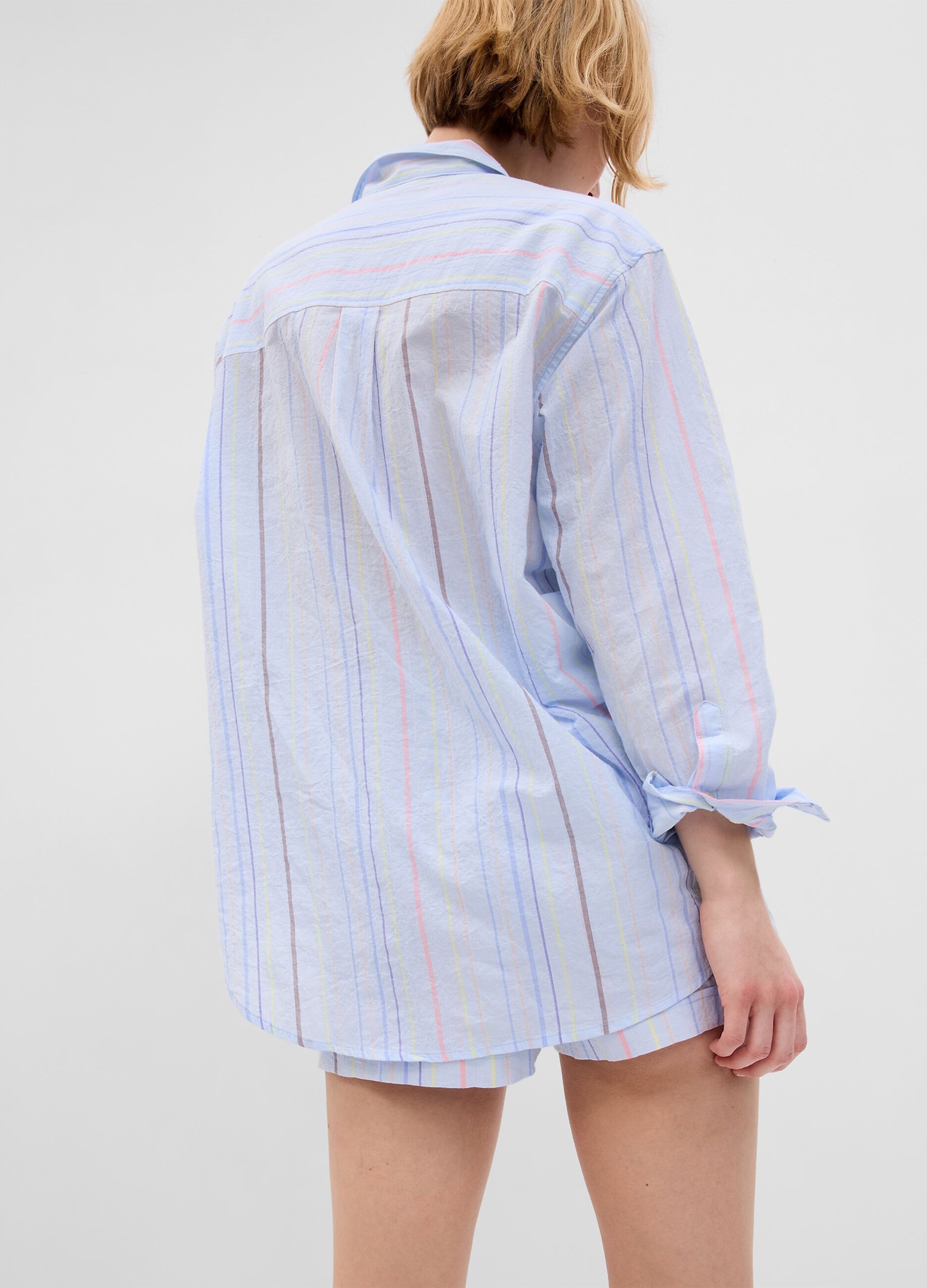 Multi-coloured striped cotton pyjama top_1