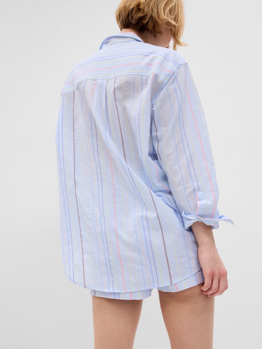 Multi-coloured striped cotton pyjama top Woman_1