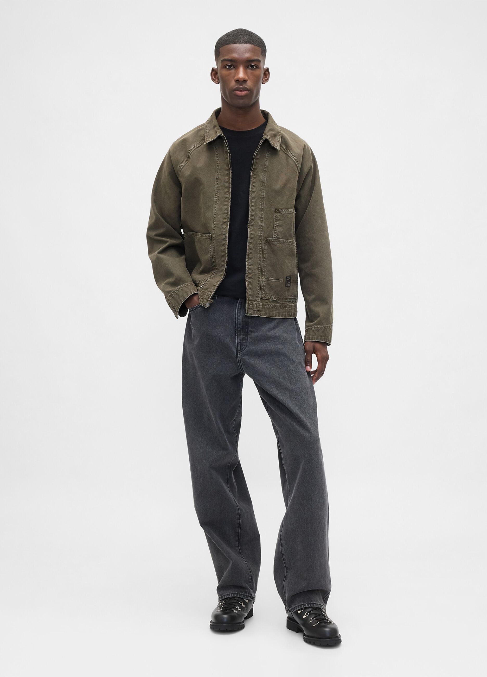 Green jacket in pure cotton