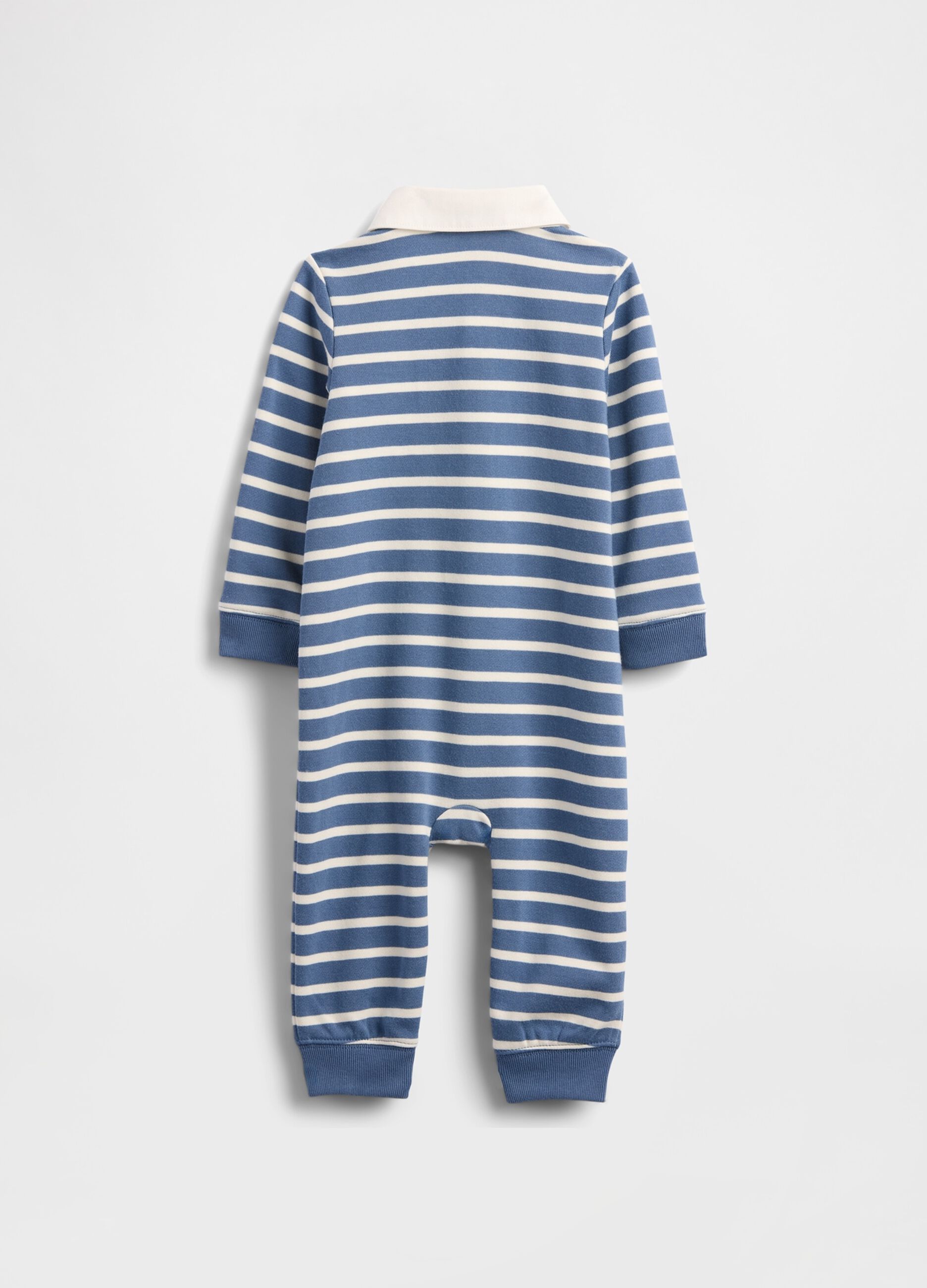 Tuta blu in cotone a righe_1