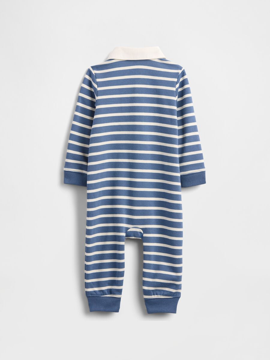 Tuta blu in cotone a righe Neonato_1