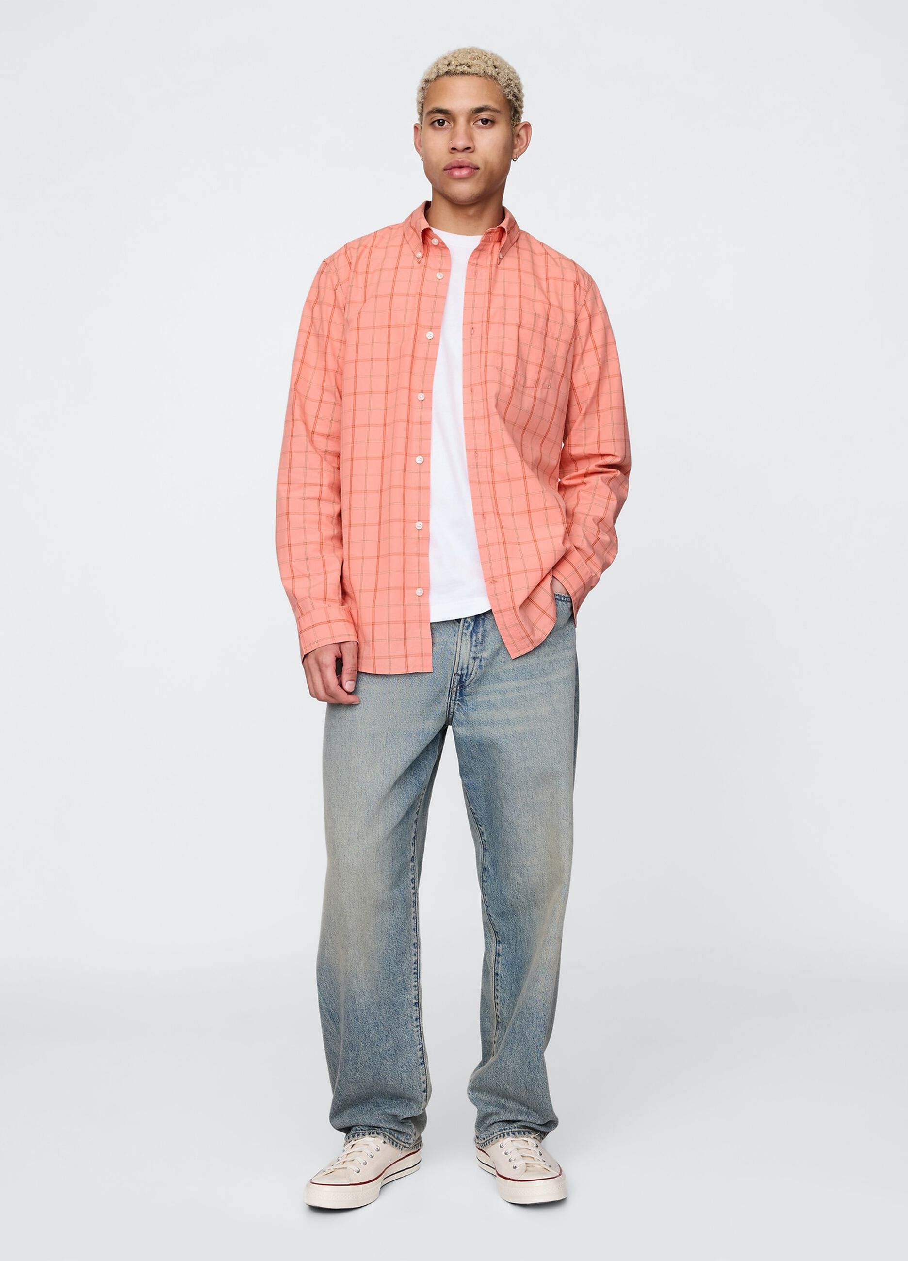 Camicia a quadri rosa in cotone_1