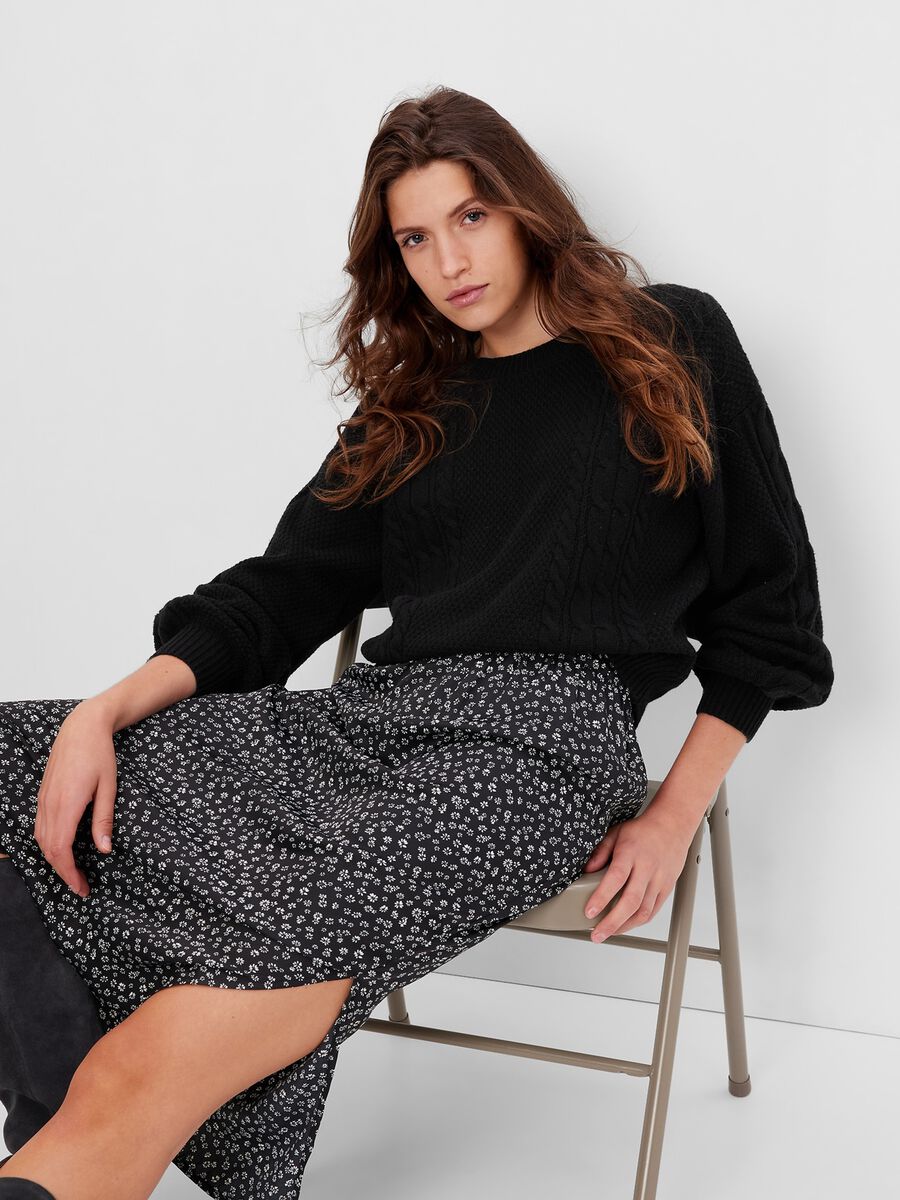 Oversized pullover with cable-knit motif Woman_0