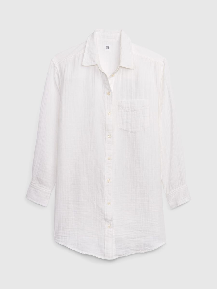 Long cotton gauze shirt with pocket Woman_4