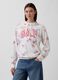 Regular Fit Cotton Blend Sweatshirt with Logo and Floral Design_0