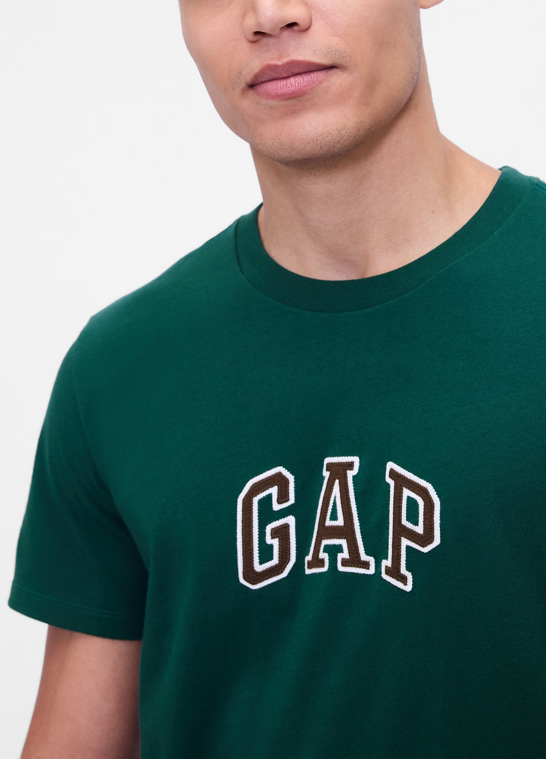 Short-sleeved green cotton T-shirt