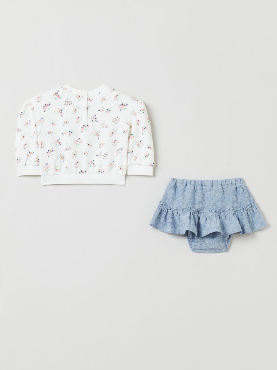 Embroidered sweatshirt and frilled culotte set Newborn_1