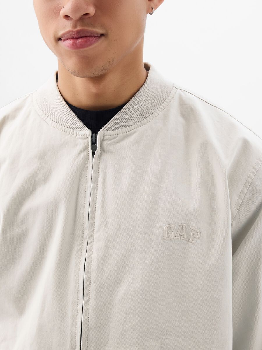 Cotton bomber jacket with logo embroidery Man_2