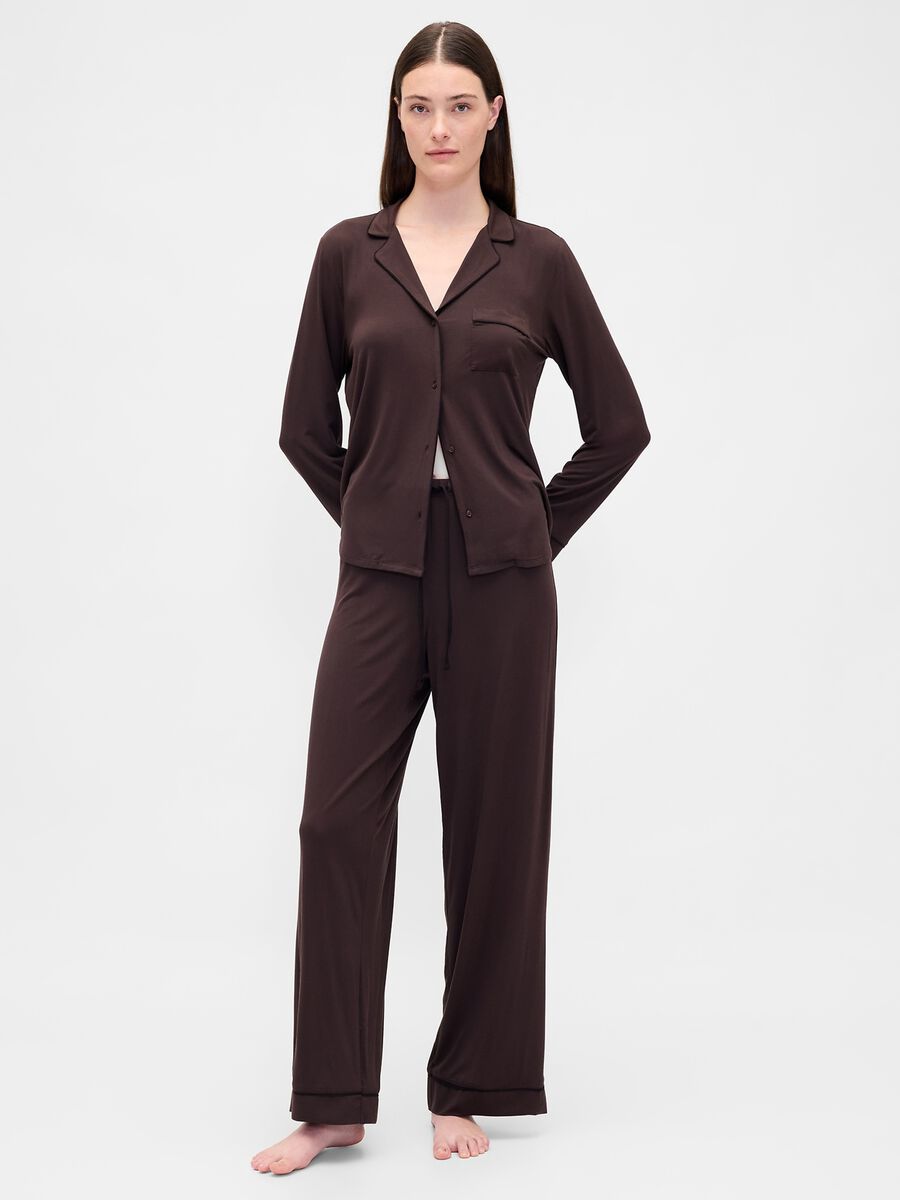 Pigiama marrone in tessuto modal elasticizzato Donna_0