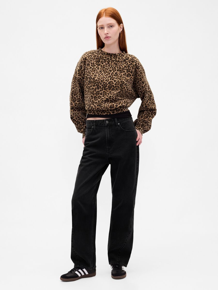 Felpa leopardata girocollo Donna_2