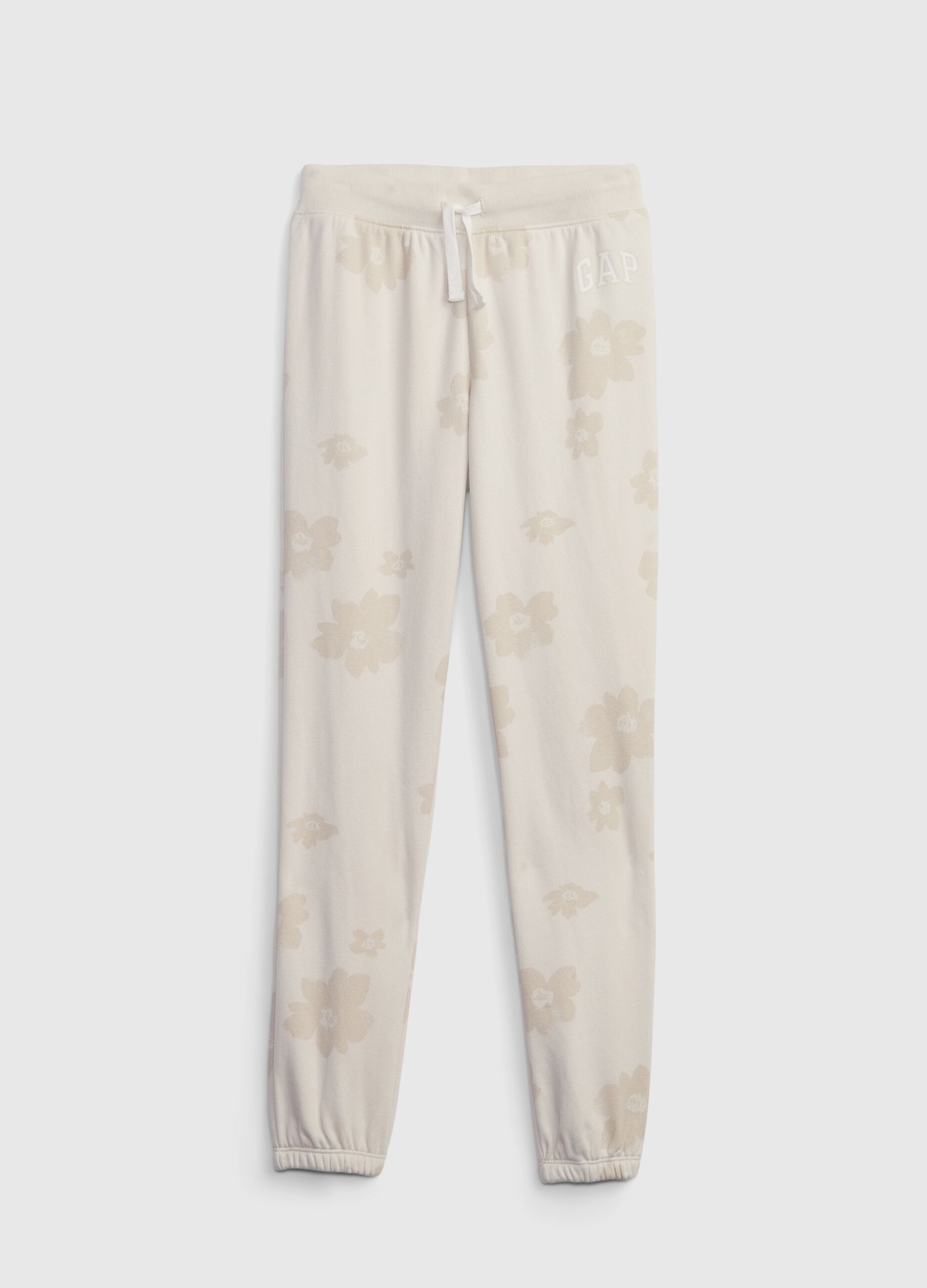 Joggers with floral print and logo