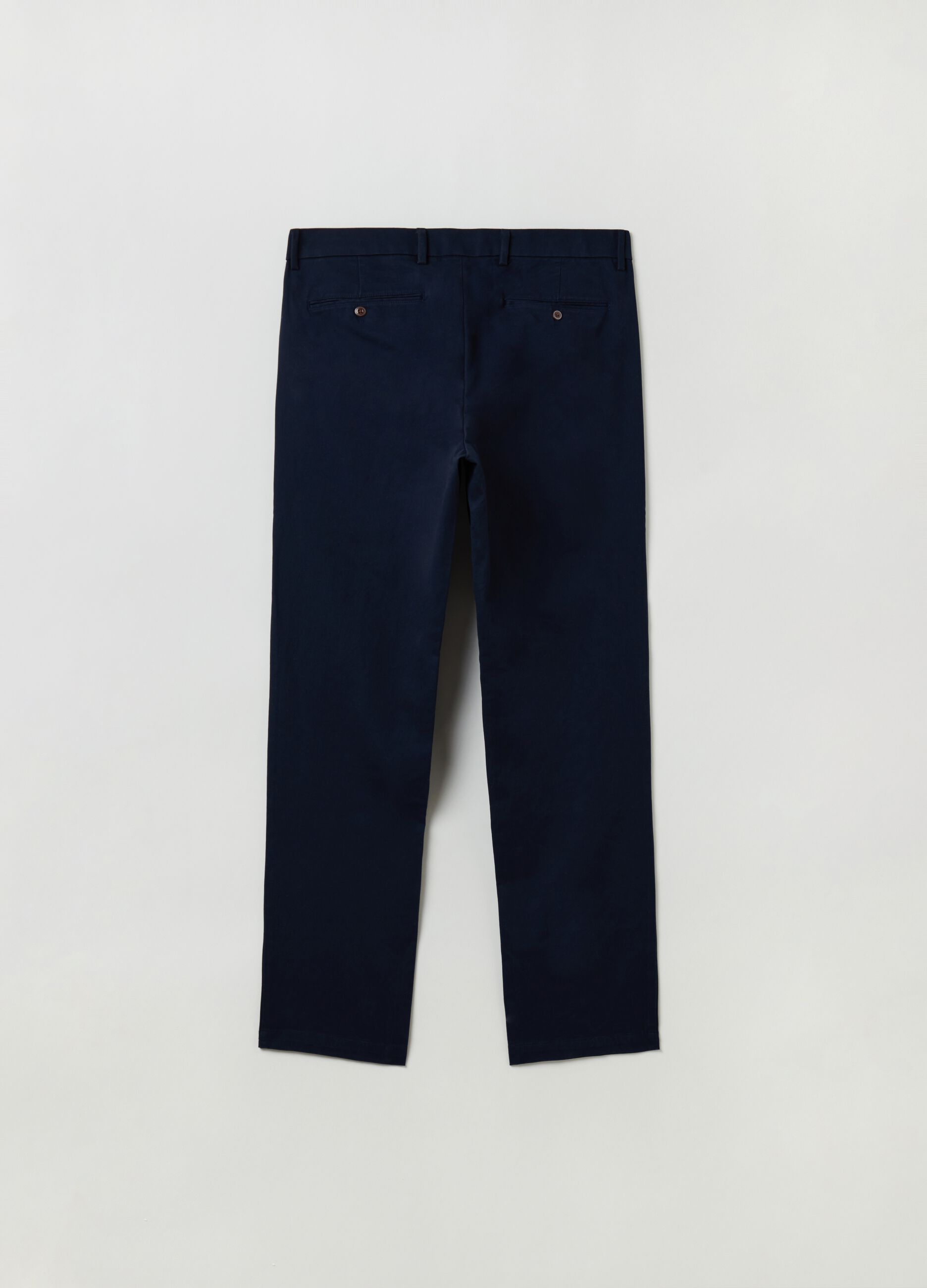 Pantaloni straight fit in cotone stretch_4