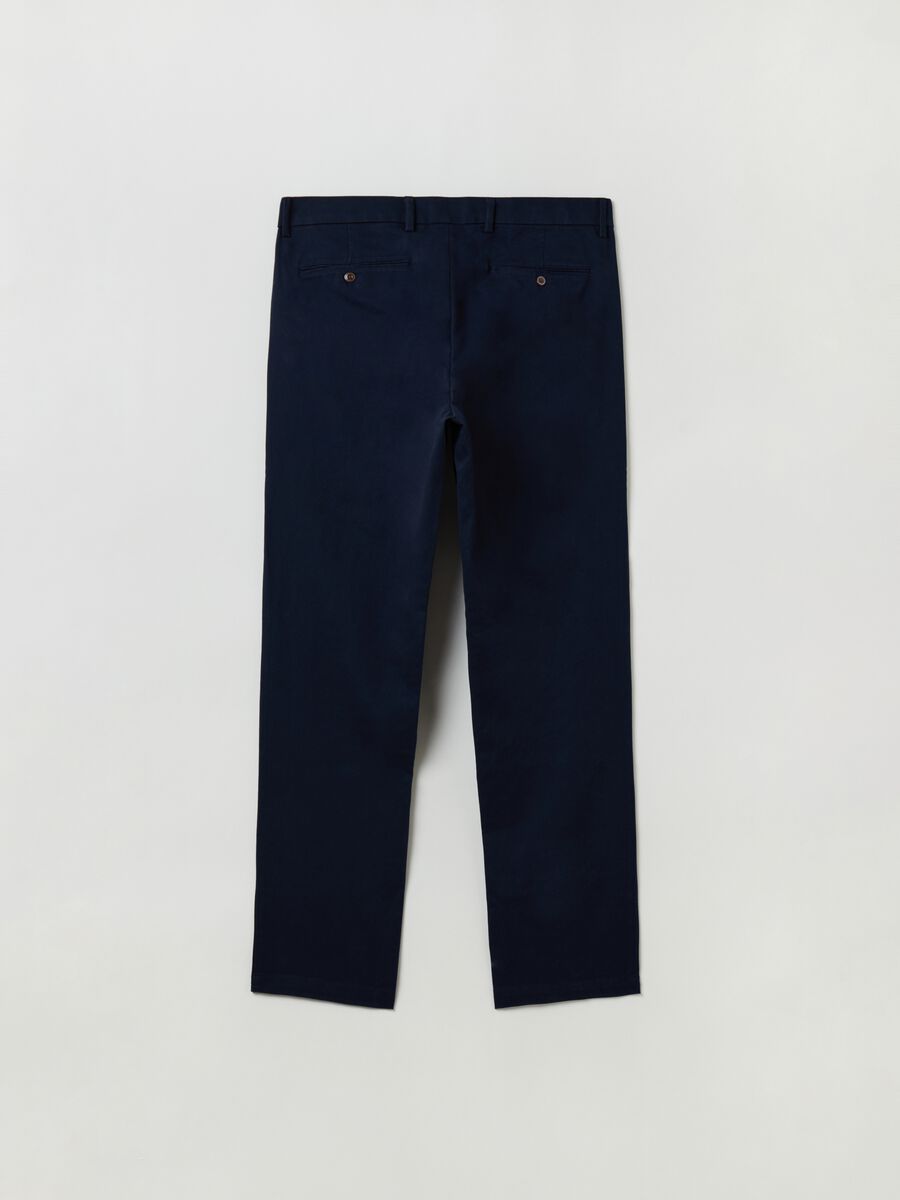 Pantaloni straight fit in cotone stretch Uomo_4
