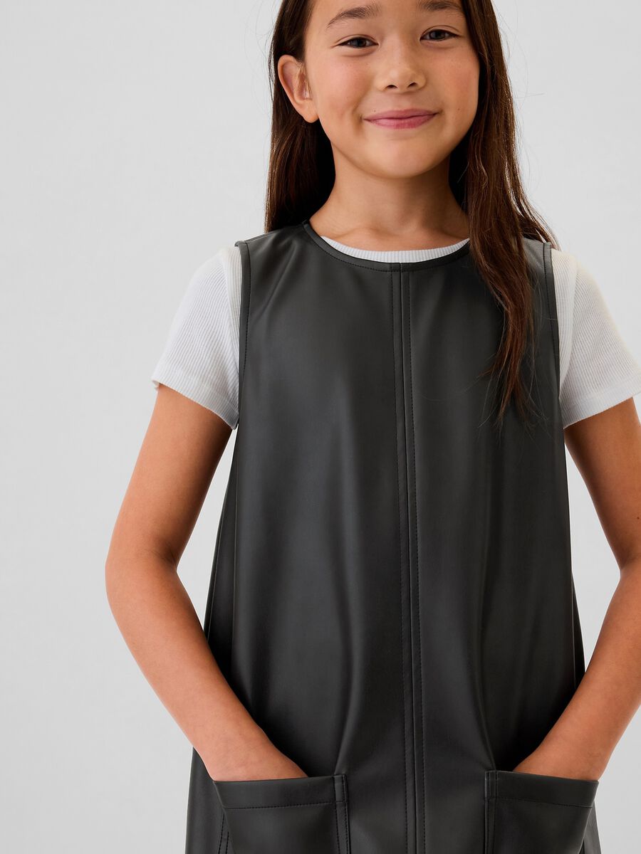 Vestito corto smanicato effetto lucido Bambina_1