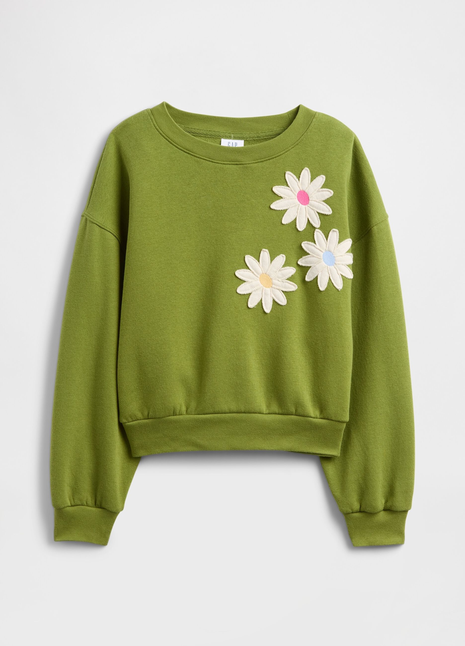 Felpa verde con fiori ricamati