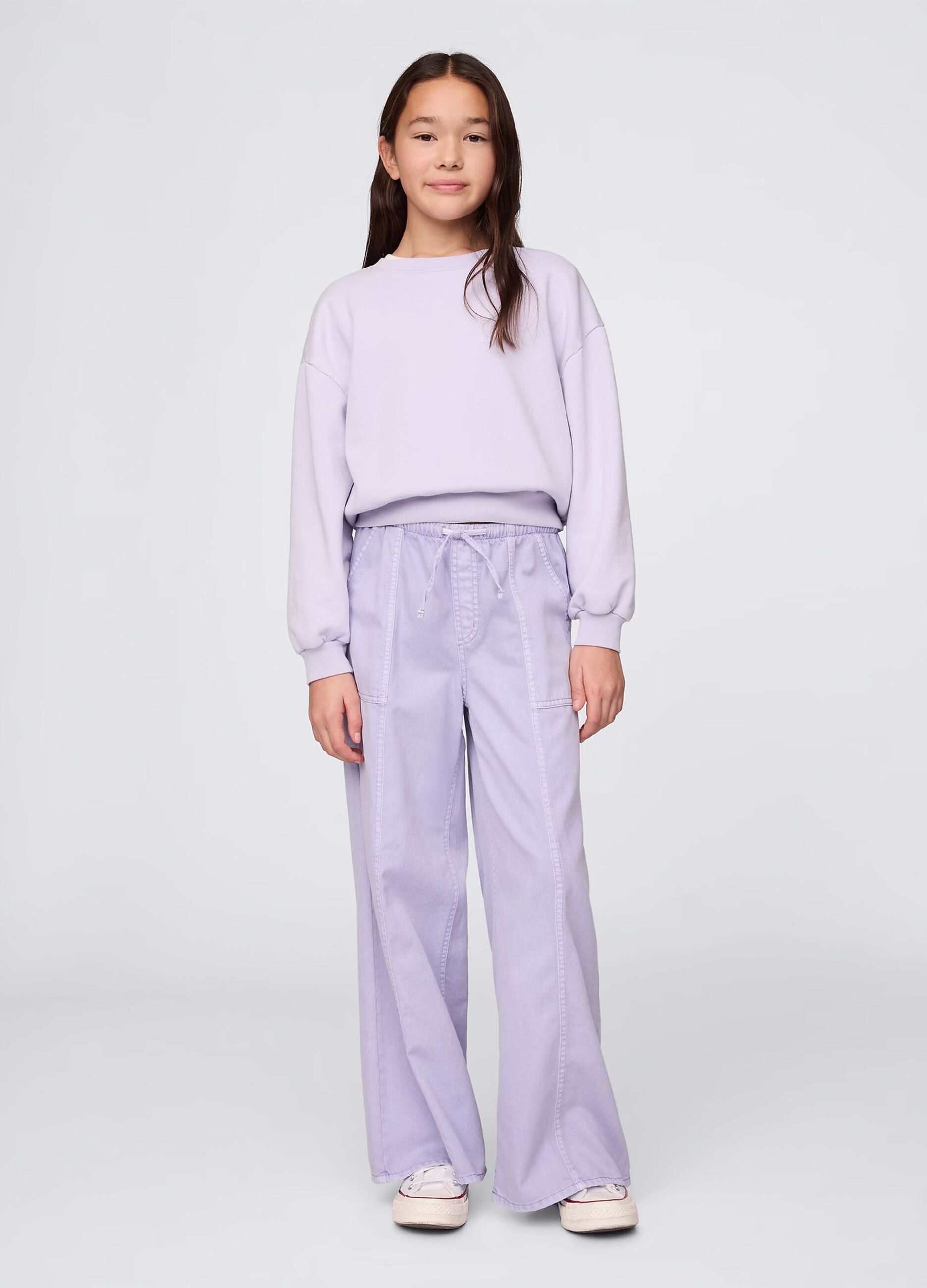 Pantaloni viola a gamba larga con coulisse