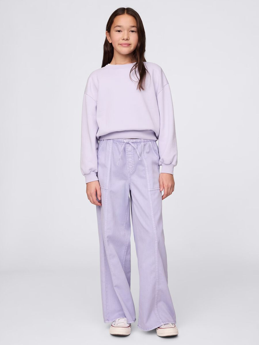 Lilac palazzo trousers in cotton and Lyocell blend Girl_0