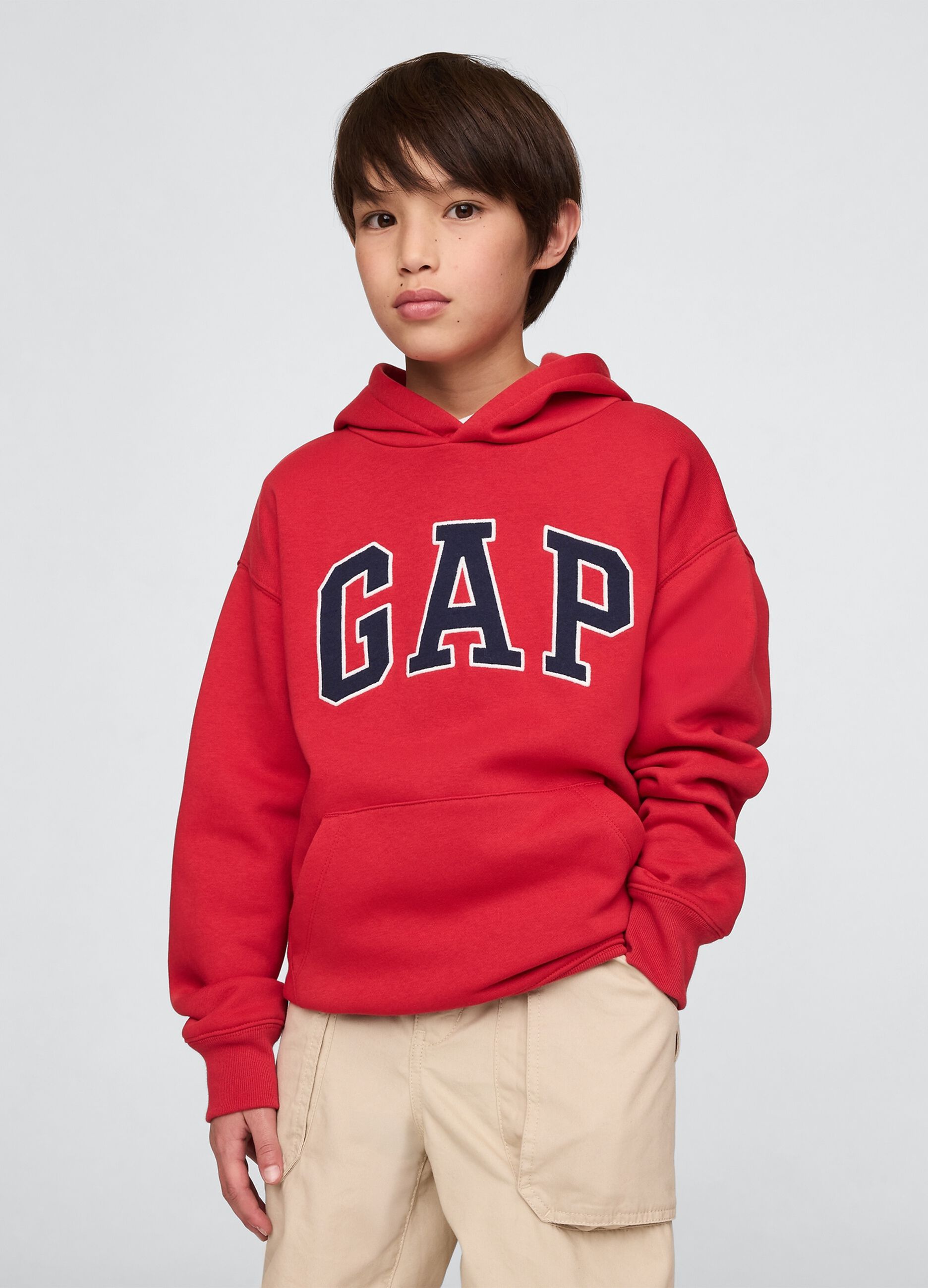 Felpa rossa con cappuccio e logo GAP